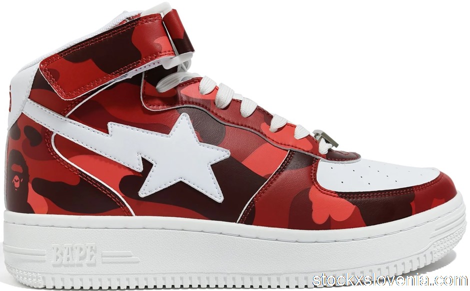 Outlet A Bathing Ape Bape Sta Mid Color Camo Red