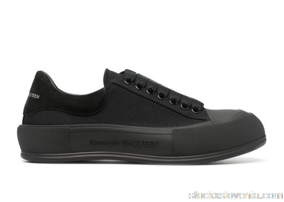 Outlet Alexander McQueen Deck Skate Plimsoll Lace-Up Triple Black 654594W4MV71000