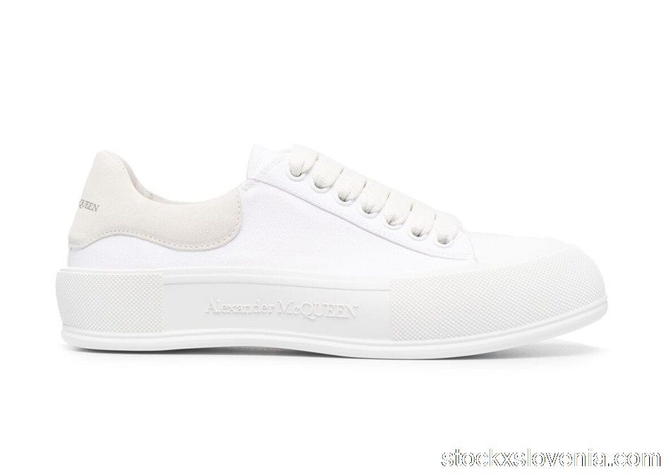 Outlet Alexander McQueen Deck Skate Plimsoll Lace-Up White (W) 654593W4MV79000