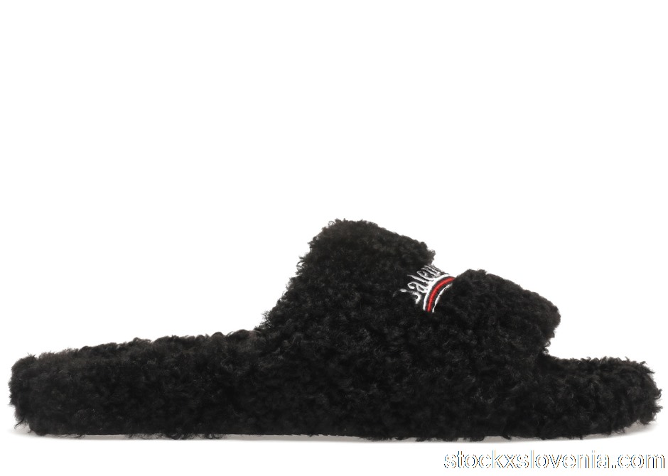 Outlet Balenciaga Furry Slide Black 654747W2DO11096