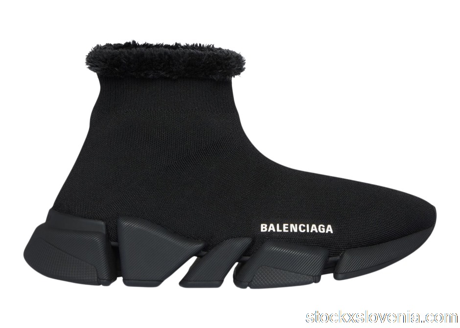 Outlet Balenciaga Speed 2.0 Recycled Fake Fur Black (W) 669789W2DI31000