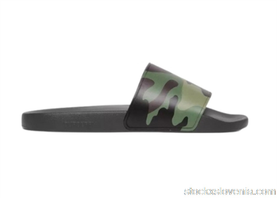 Outlet Burberry Embossed Logo Slides Mangrove Green 80427121
