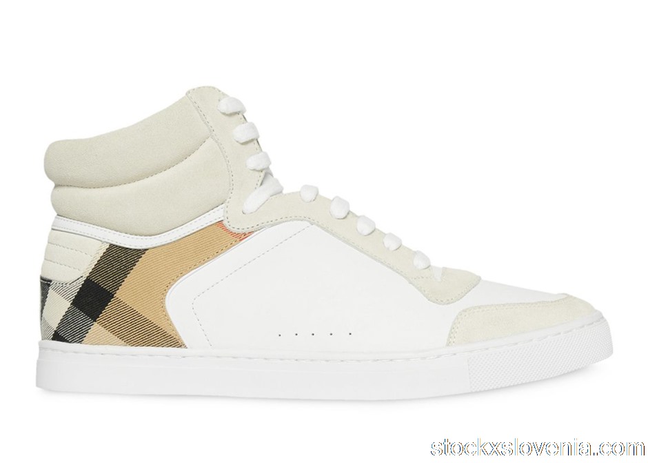 Outlet Burberry House Check High Top sneakers White Archive Beige 8024123