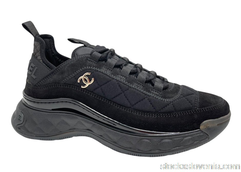 Outlet Chanel Low Top Trainer Black Suede G38501 Y55619 K3542