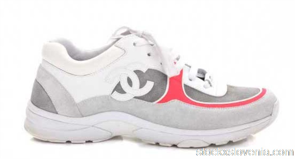 Outlet Chanel Low Top Trainer CC White Flourescent Red
