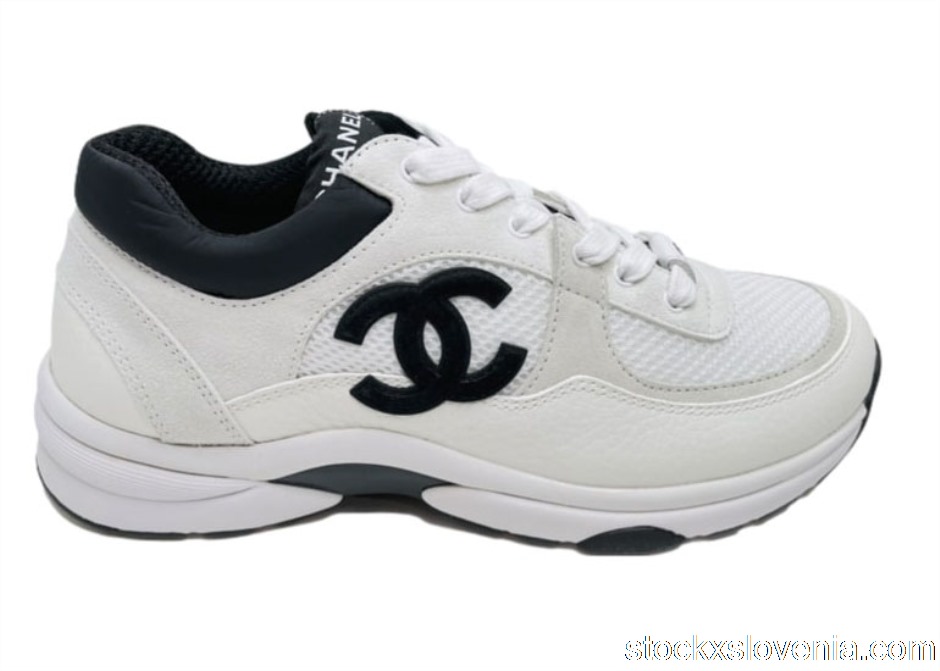Outlet Chanel Low Top Trainer Suede White Black (W) G38299 Y55720 K3846