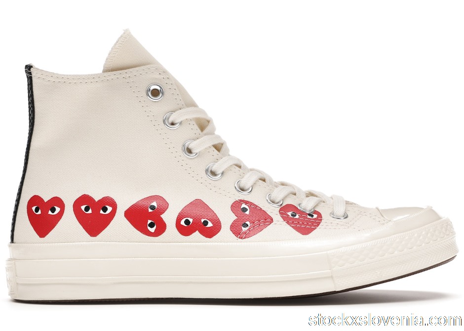 Outlet Converse Chuck Taylor All-Star 70 Hi Comme des Garcons Play Multi-Heart White 162972C