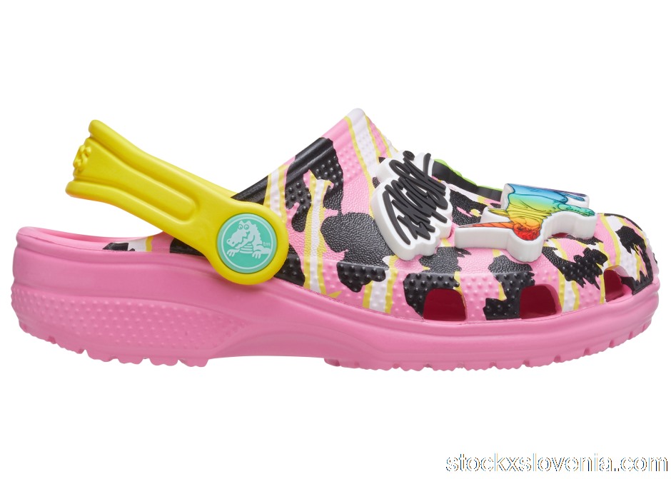 Outlet Crocs Classic Clog Ron English Party Animals Cheetah Pink (GS)