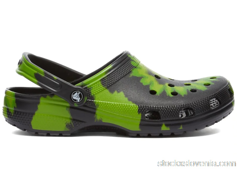 Outlet Crocs Classic Clog Tie Dye Black Lime Punch 205453-0GU