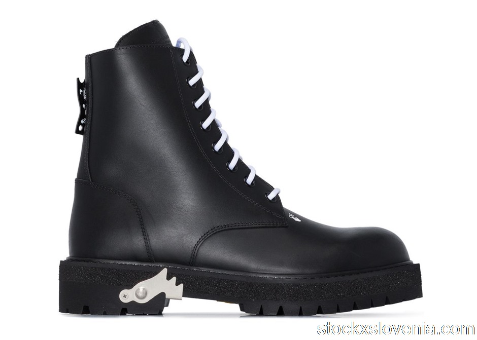Outlet OFF-WHITE Lace Up Combat Boots Black Leather OMID003R21LEA0011000