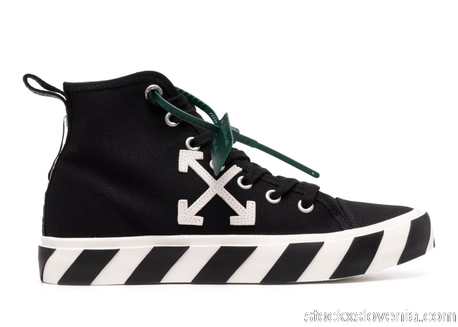 Outlet OFF-WHITE Vulc Mid-Tip Canvas Black White OMIA119C99FAB0011001