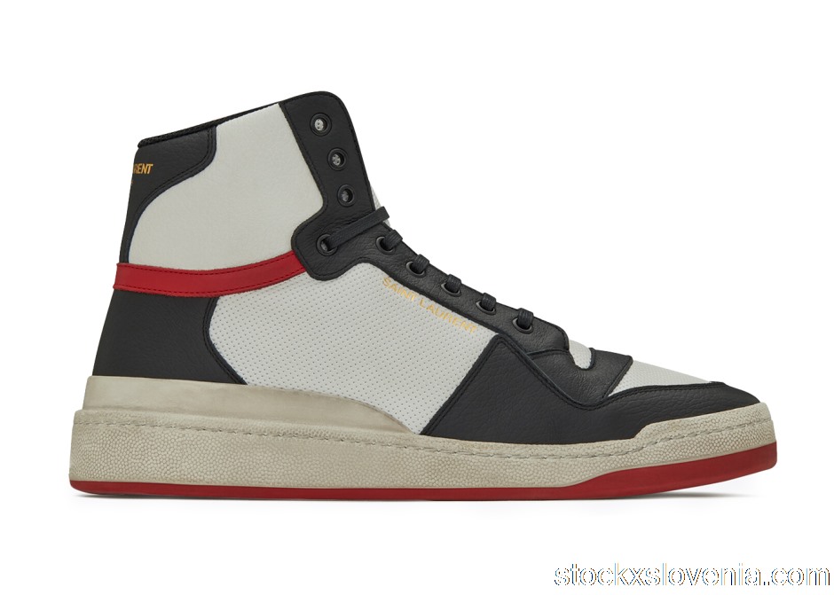 Outlet Saint Laurent SL-24 Mid Distressed Optic White Black Red 6106181JZC09670