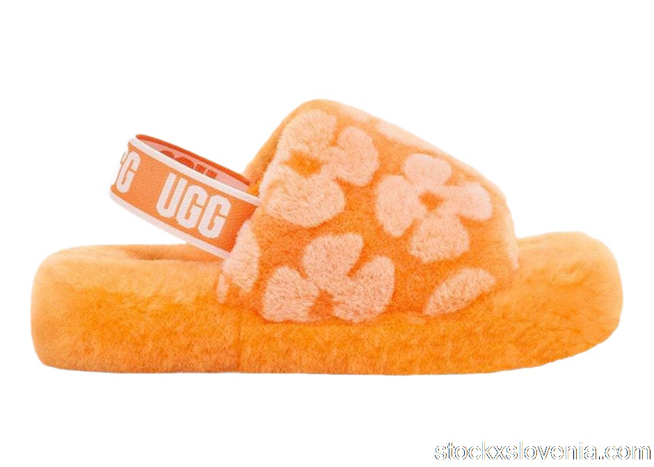 Outlet UGG Fluff Yeah Poppy Slide California Poppy (Kids) 1119839K-CPPP