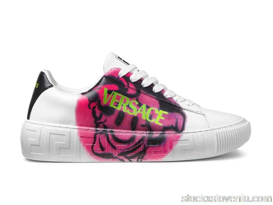 Outlet Versace Medusa Greca Low Smiling Medusa White Pink Green (W) DST644D-1A01998_2W090