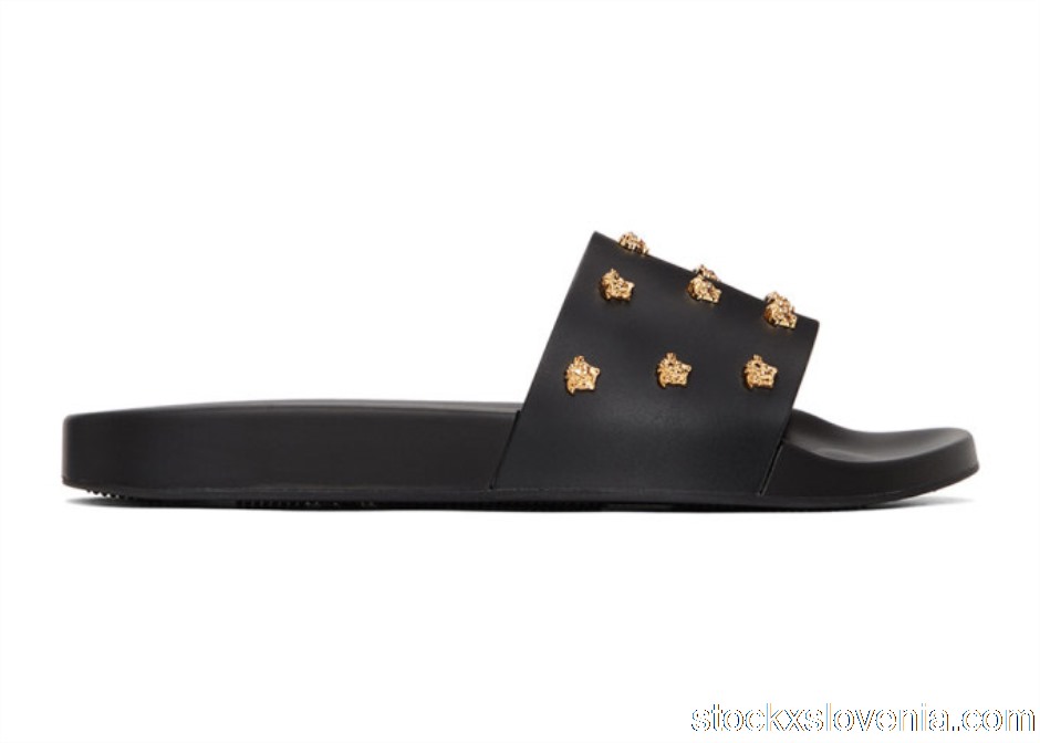 Outlet Versace Medusa Head Slides Black Gold DSU6210-DB2G_KVO41